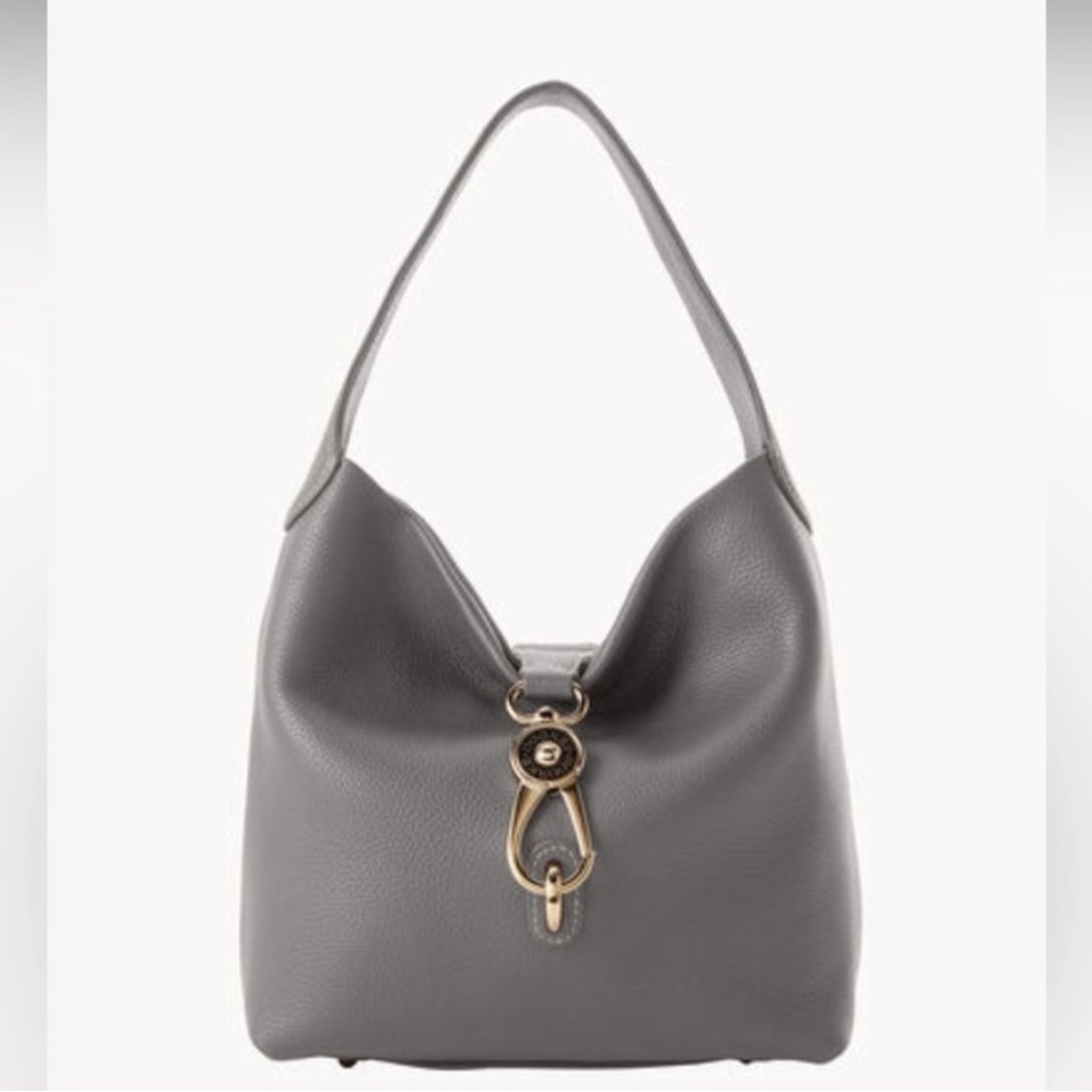 Dooney & Bourke Belvedere Logo Lock Tote Classic Luxury Neutral‎ Soft